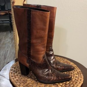 Antonio Melani, Tall Leather Upper, Emboss…